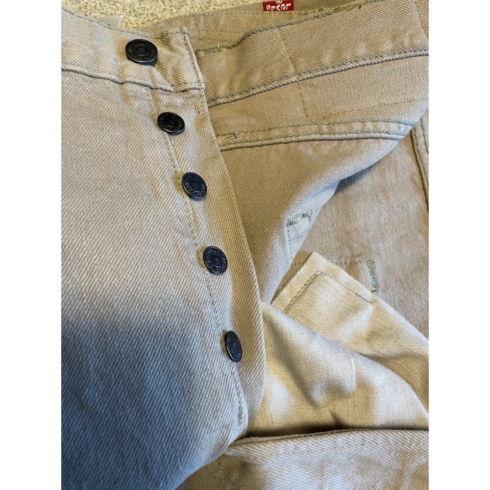 Levi's 501 Men's Jeans 36x32 Beige Khaki Button Fly Straight Denim Pants - Picture 5 of 6